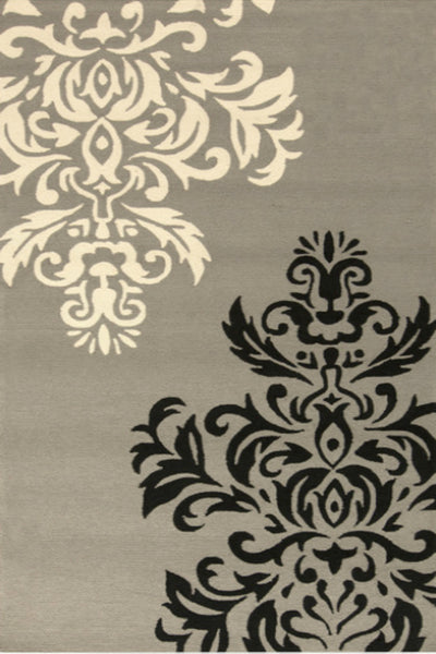 GREY DAMASK HAND TUFTED CARPET
