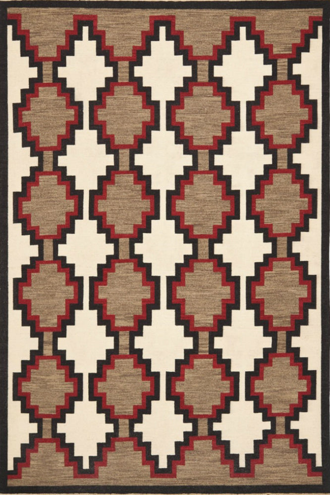CAMEL IVORY AZTEC HAND WOVEN KILIM DHURRIE by Imperial Knots - Image 1