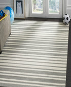 GREY AND IVORY STRIPES HAND TUFTED CARPET