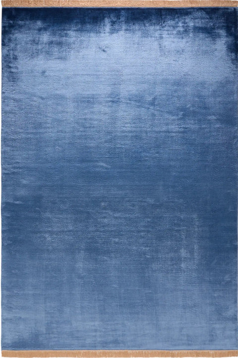 SOLID BLUE VISCOSE SILK  HAND KNOTTED RUG luxury rug India