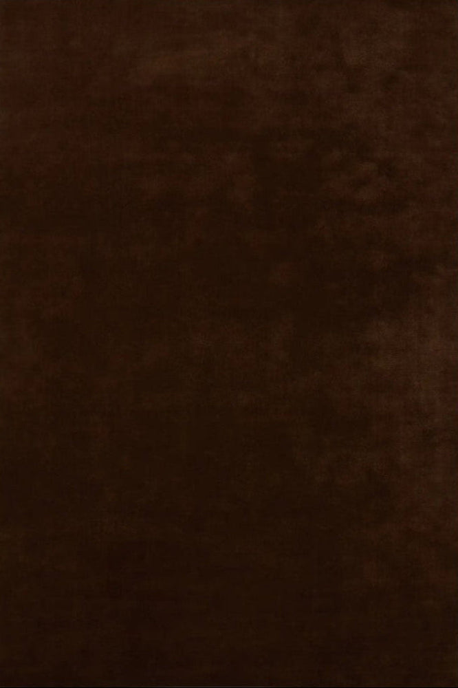 SOLID BROWN WOOL HAND KNOTTED RUG