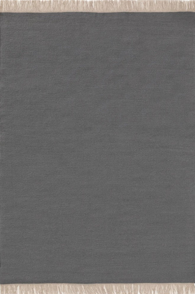 SOLID GREY HAND WOVEN WOOL DHURRIE