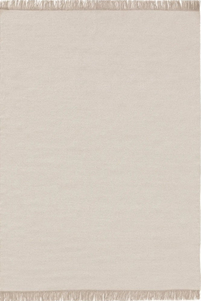 SOLID IVORY HAND WOVEN WOOL DHURRIE