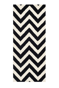 BLACK IVORY CHEVRON MODERN HAND TUFTED RUNNER CARPET by Imperial Knots - Image 1