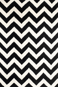 BLACK IVORY CHEVRON MODERN HAND TUFTED CARPET by Imperial Knots - Image 1