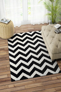 BLACK IVORY CHEVRON MODERN HAND TUFTED CARPET by Imperial Knots - Image 2