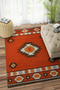 RUST AZTEC HAND TUFTED CARPET by Imperial Knots - Image 2