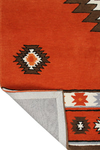 RUST AZTEC HAND TUFTED CARPET by Imperial Knots - Image 4