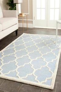 BLUE IVORY MOROCCAN MODERN HAND TUFTED CARPET by Imperial Knots - Image 2