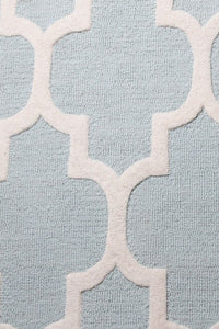 BLUE IVORY MOROCCAN MODERN HAND TUFTED CARPET by Imperial Knots - Image 3