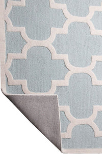 BLUE IVORY MOROCCAN MODERN HAND TUFTED CARPET by Imperial Knots - Image 4
