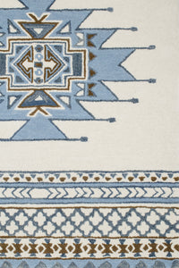 BLUE IVORY AZTEC HAND TUFTED CARPET by Imperial Knots - Image 3