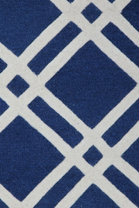 BLUE AND WHITE GEOMETRIC HAND TUFTED CARPET by Imperial Knots - Image 3