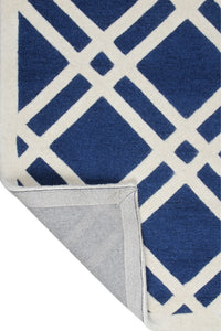 BLUE AND WHITE GEOMETRIC HAND TUFTED CARPET by Imperial Knots - Image 4