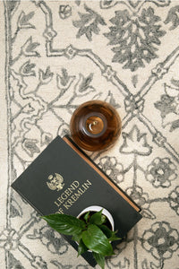 GREY AND IVORY PERSIAN HAND TUFTED CARPET CLOSEUP by Imperial Knots