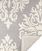 GREY AND IVORY DAMASK HAND TUFTED CARPET by Imperial Knots - Image 4