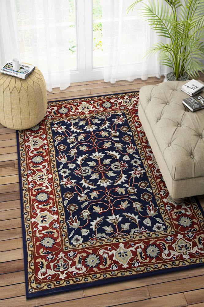 BLUE AND RED PERSIAN HAND TUFTED CARPET