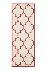 RED AND IVORY MOROCCAN HAND TUFTED RUNNER CARPET by Imperial Knots - Image 1