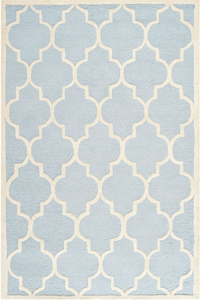BLUE AND WHITE MOROCCAN HAND TUFTED CARPET