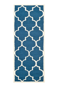 BLUE AND WHITE MOROCCAN HAND TUFTED RUNNER CARPET by Imperial Knots - Image 1