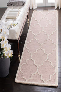PINK AND IVORY MOROCCAN HAND TUFTED RUNNER CARPET by Imperial Knots - Image 2