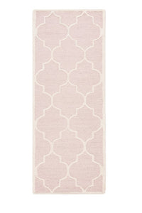PINK AND IVORY MOROCCAN HAND TUFTED RUNNER CARPET by Imperial Knots - Image 1
