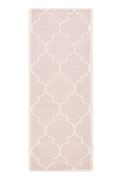 PINK AND IVORY MOROCCAN HAND TUFTED RUNNER CARPET