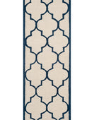 BLUE AND IVORY MOROCCAN HAND TUFTED RUNNER CARPET