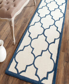 BLUE AND IVORY MOROCCAN HAND TUFTED RUNNER CARPET
