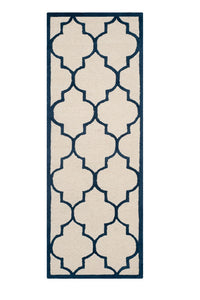 BLUE AND IVORY MOROCCAN HAND TUFTED RUNNER CARPET by Imperial Knots - Image 1