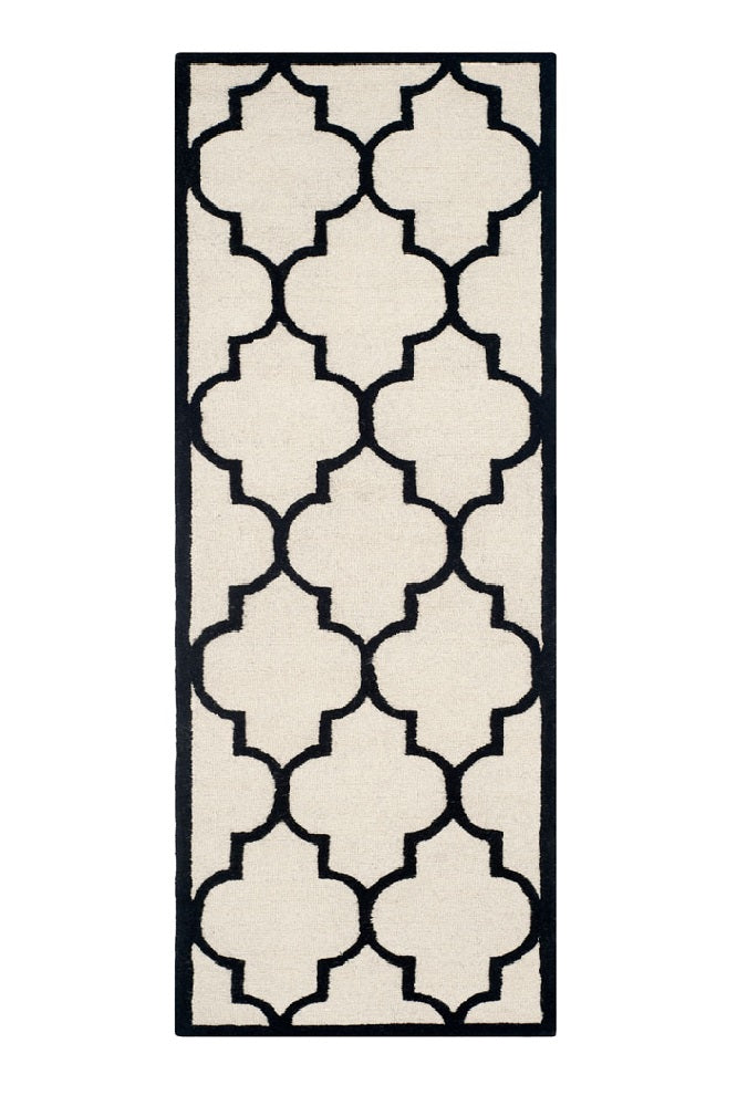 BLACK AND IVORY MOROCCAN HAND TUFTED RUNNER CARPET by Imperial Knots - Image 1