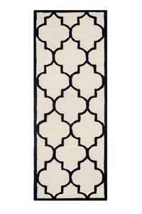 BLACK AND IVORY MOROCCAN HAND TUFTED RUNNER CARPET by Imperial Knots - Image 1