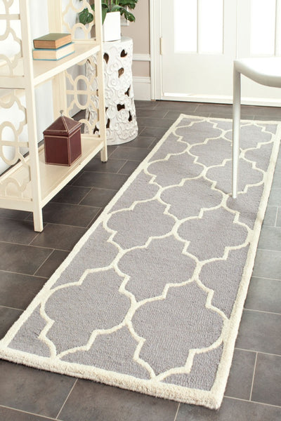 GREY AND IVORY MOROCCAN HAND TUFTED RUNNER