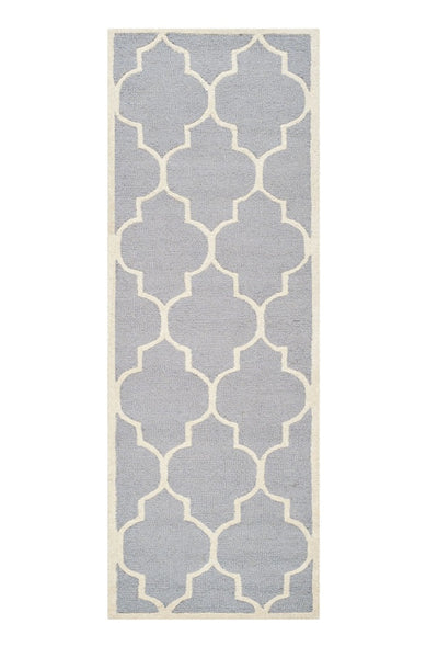 GREY AND IVORY MOROCCAN HAND TUFTED RUNNER CARPET