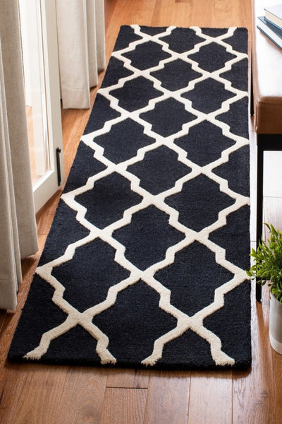 BLACK AND WHITE MOROCCAN HAND TUFTED RUNNER