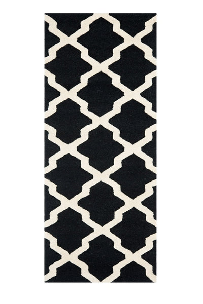 BLACK AND WHITE MOROCCAN HAND TUFTED RUNNER CARPET