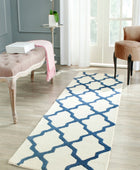 BLUE AND WHITE MOROCCAN HAND TUFTED RUNNER CARPET