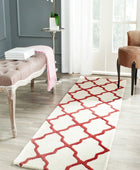 RED AND IVORY MOROCCAN HAND TUFTED RUNNER CARPET