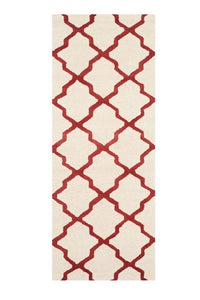 RED AND IVORY MOROCCAN HAND TUFTED RUNNER CARPET by Imperial Knots - Image 1