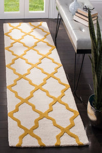 YELLOW AND IVORY MOROCCAN HAND TUFTED RUNNER CARPET by Imperial Knots - Image 2