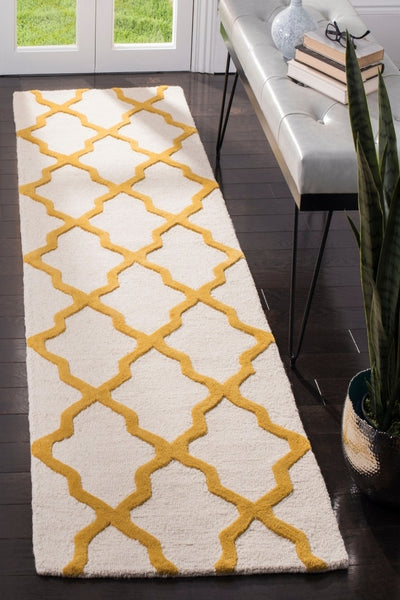 YELLOW AND IVORY MOROCCAN HAND TUFTED RUNNER