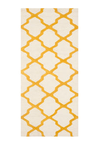 YELLOW AND IVORY MOROCCAN HAND TUFTED RUNNER CARPET by Imperial Knots - Image 1