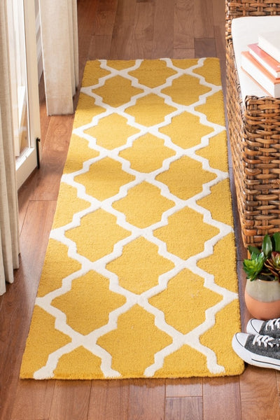 YELLOW AND IVORY MOROCCAN HAND TUFTED RUNNER