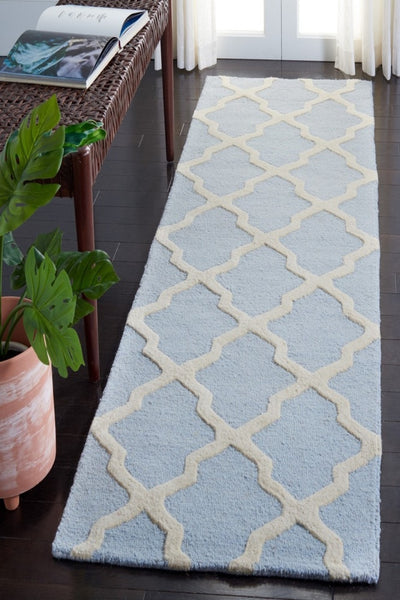 BLUE AND WHITE MOROCCAN HAND TUFTED RUNNER