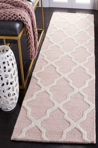 PINK AND WHITE MOROCCAN HAND TUFTED RUNNER CARPET by Imperial Knots - Image 2