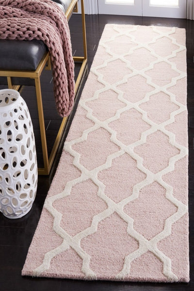 PINK AND WHITE MOROCCAN HAND TUFTED RUNNER