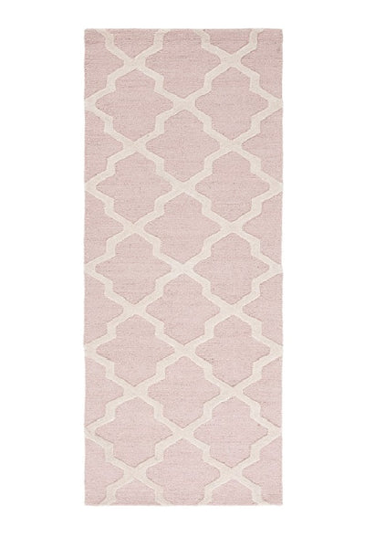 PINK AND WHITE MOROCCAN HAND TUFTED RUNNER CARPET
