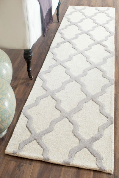 GREY AND IVORY MOROCCAN HAND TUFTED RUNNER