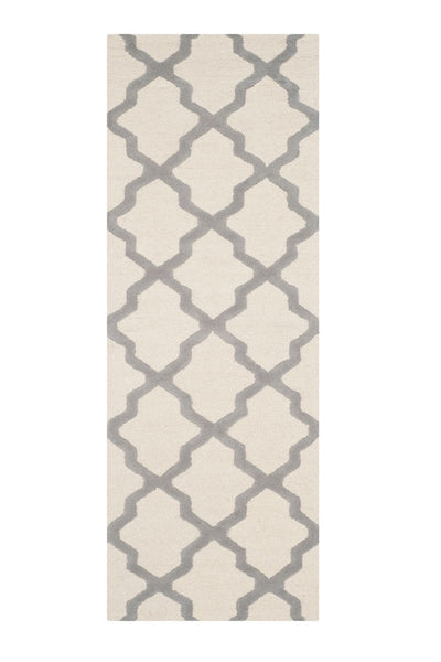 GREY AND IVORY MOROCCAN HAND TUFTED RUNNER CARPET