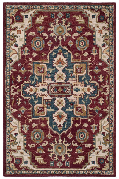 RED BEIGE TRADITIONAL HAND TUFTED RUG